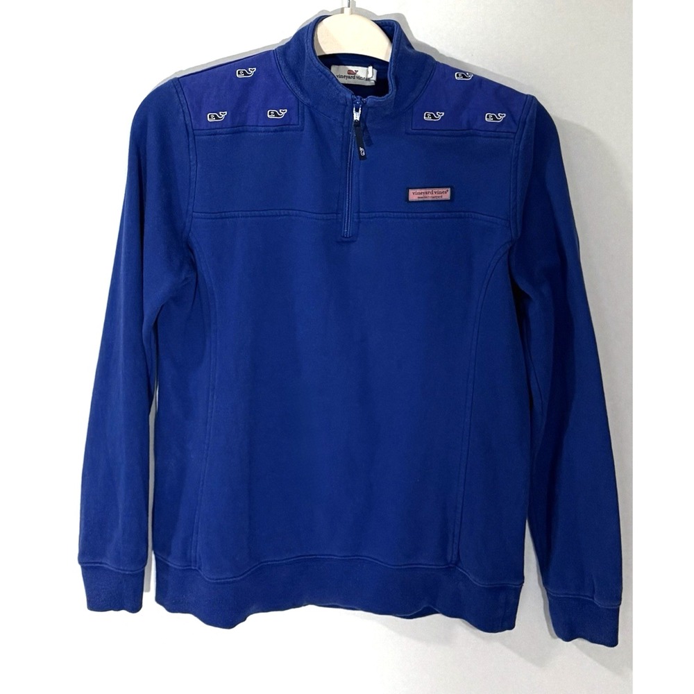 Vineyard Vines Shep Shirt Womens XS Blue 1/4 Zip Pullover Sweatshirt Whale Logo